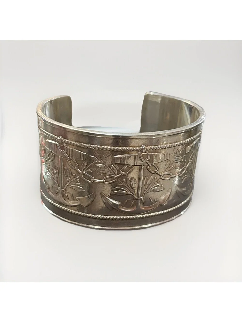 Vintage Tiffany & Co. Makers Anchor Motif Cuff Bracelet Sterling Silver 6.25